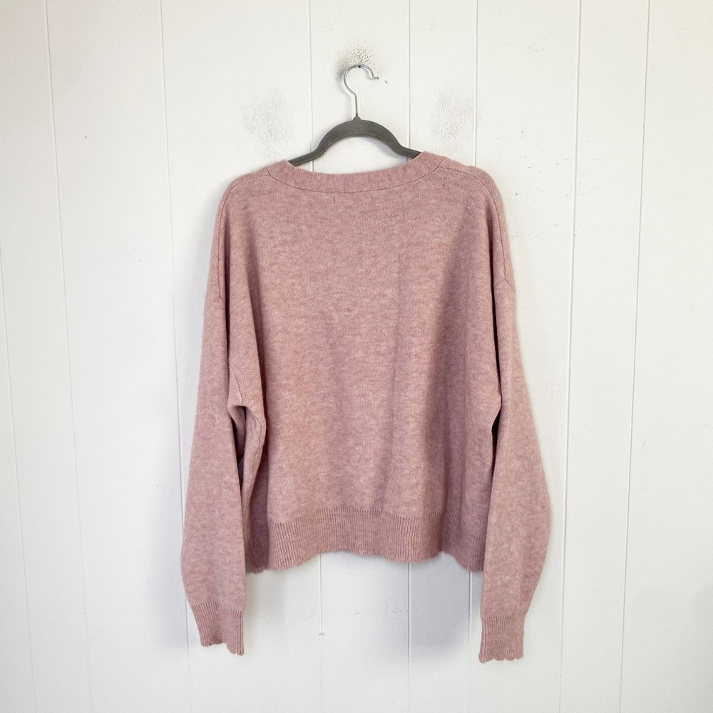 Celebrity Pink Pale Mauve V-Neck Faux Pearl Button Cardigan Sweater XXXL - Picture 2 of 12